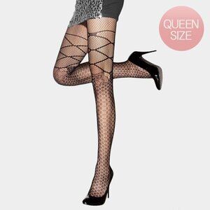 NWT Plus‎ Size Bow Fishnet Pantyhose Black Tights